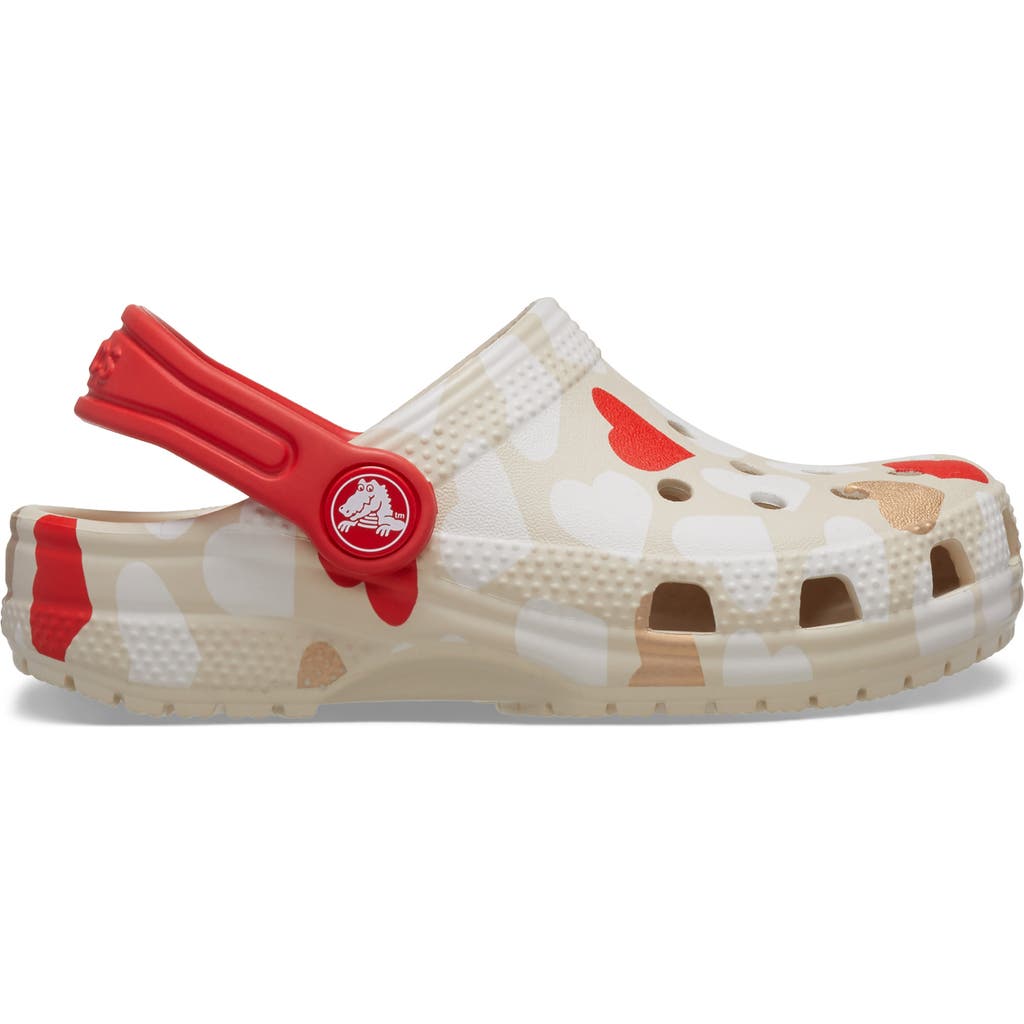 CROCS Kids' Classic Heart Print Clog in Sandstone Multi