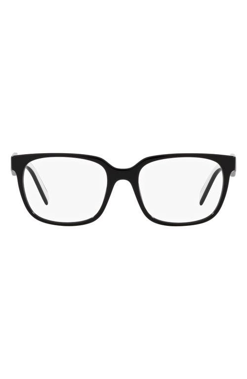 Prada 55mm Rectangular Optical Glasses in Black at Nordstrom