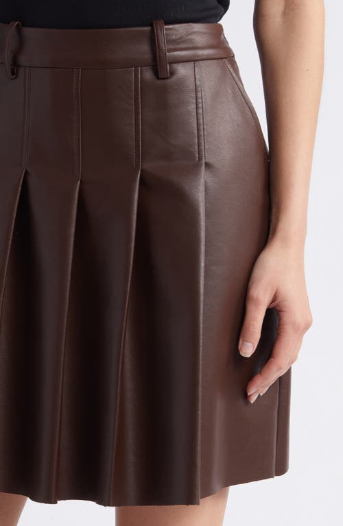 Shop Wayf Cheryl Pleated Faux Leather Skirt In Espresso