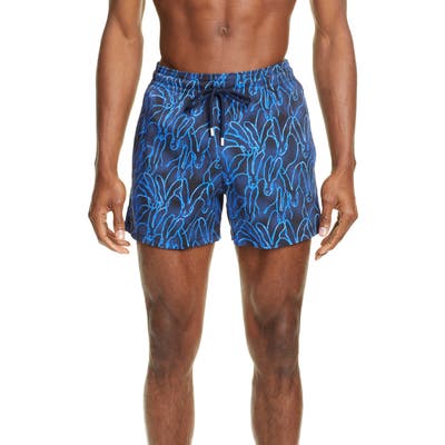 Vilebrequin Moonrise Hunt Slonem Gershwin Print Swim Trunks, Blue