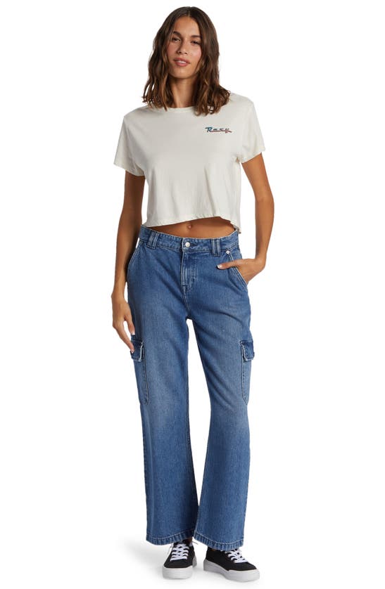 Shop Roxy Baja Cali Crop T-shirt In Egret