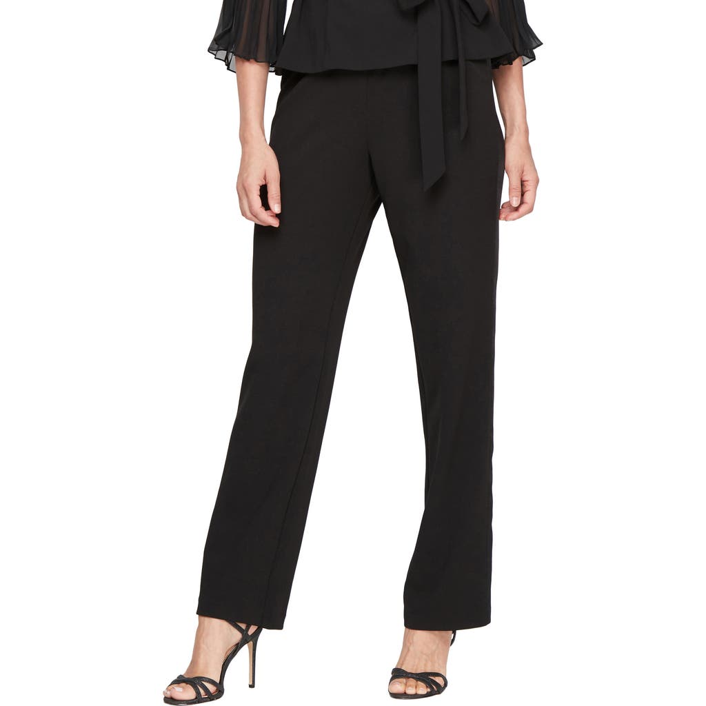 Alex Evenings Satin Stripe Stretch Crepe Pants In Black