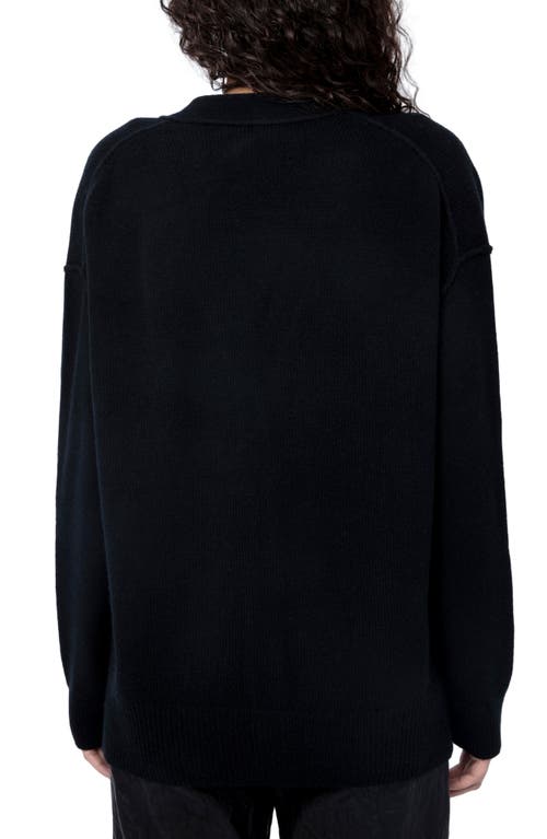 Zadig & Voltaire Mirka Crystal Star-buttons V-neck Cashmere Cardigan In Noir