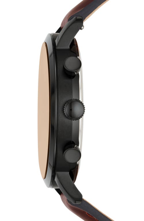 Fossil Luther Chronograph Leather Strap Watch, 44mm In Black