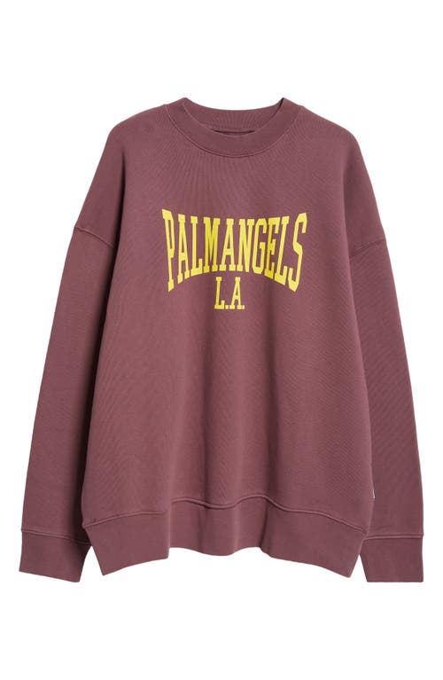 Shop Palm Angels College Cotton Sweatshirt In Plum Yellow