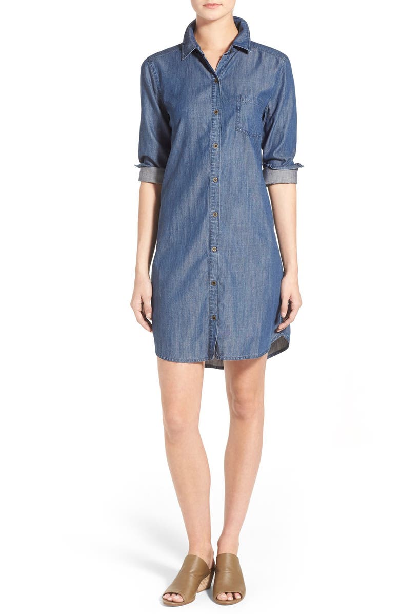 Eileen Fisher Classic Collar Chambray Shirtdress | Nordstrom