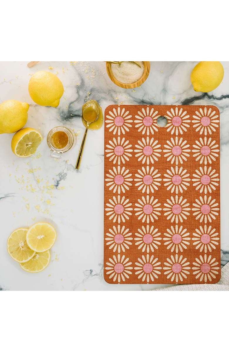Deny Designs Schatzi Brown Retro Jumbo Daisy Orange Cutting Board, Alternate, color, Multi