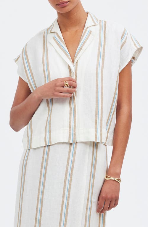 Madewell Boxy Cap Sleeve Linen Shirt Olive Surplus at Nordstrom,