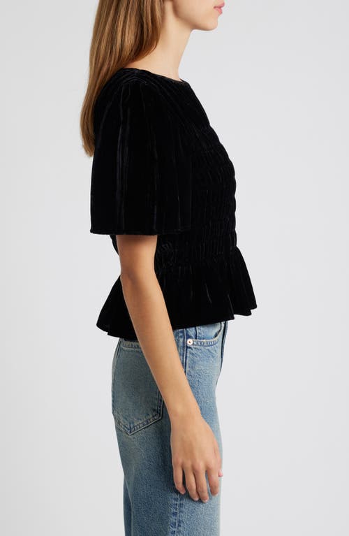 Shop Rails Rosie Velvet Smocked Peplum Top In Black Velvet