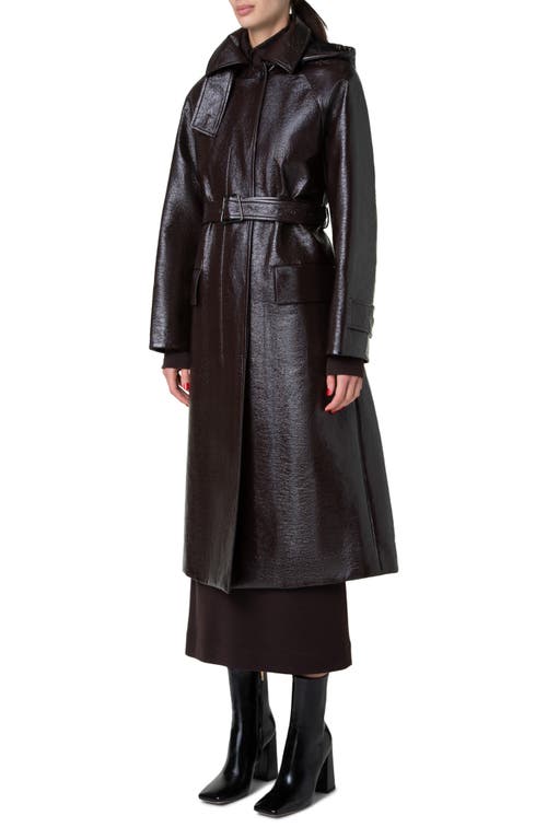 Shop Akris Zeno Lacquered Cotton Hooded Coat In Mocca