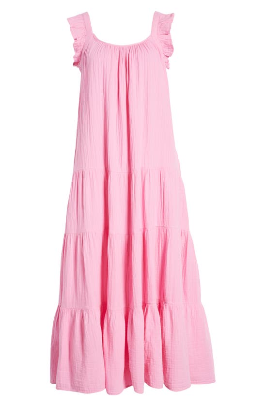 Shop Caslon Ruffle Tiered Cotton Maxi Dress In Pink Crayon