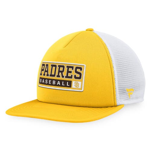 Men's Majestic Gold/White San Diego Padres Foam Trucker Snapback Hat