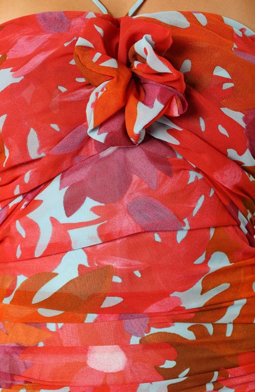 Petal And Pup Petal & Pup Zuri Floral Ruched Rosette Minidress In Red