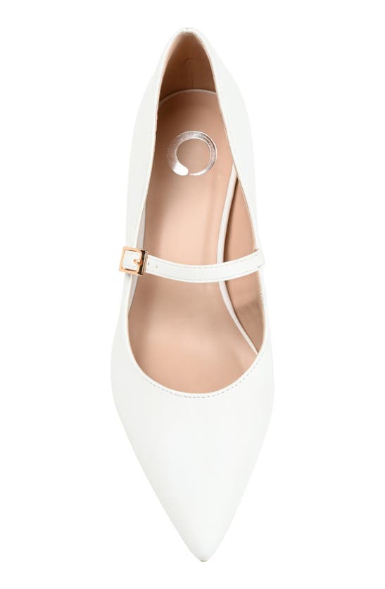 Journee Collection Womens Manza Kitten Heel Mary Jane Pointed Toe Pumps In White