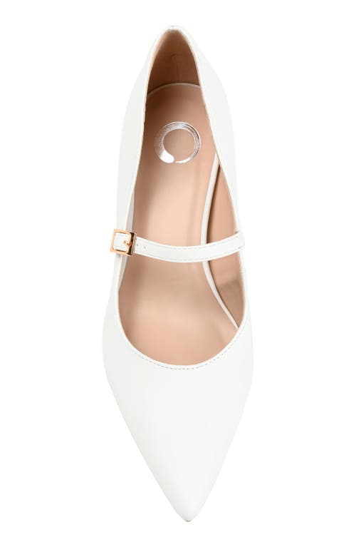 Journee Collection Womens Manza Kitten Heel Mary Jane Pointed Toe Pumps In White