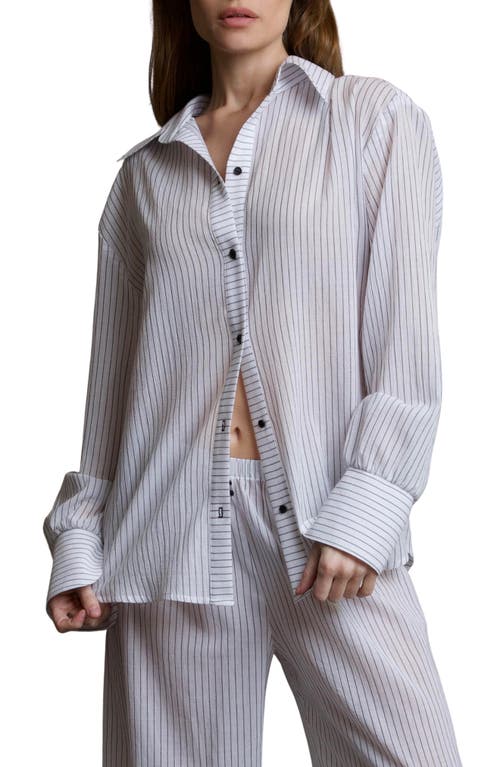 Andine Essen Ravello Stripe Button-Up Pajama Top in White 