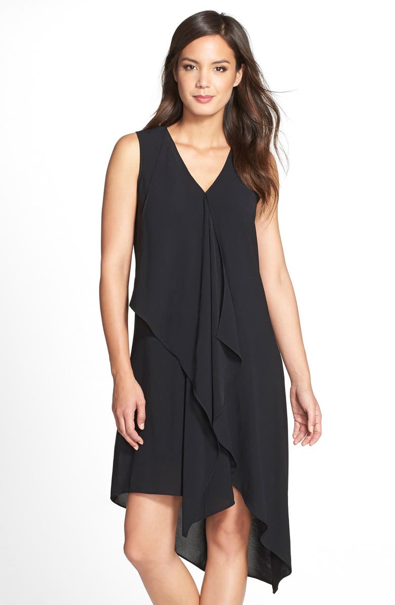 Adrianna Papell Ruffle Front Crepe High/Low Dress | Nordstrom
