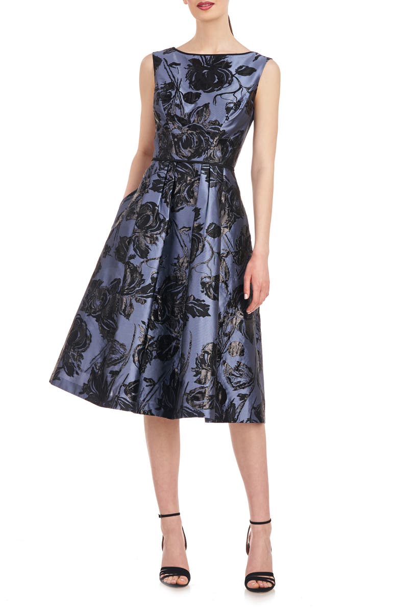 Kay Unger Jackie Floral Jacquard Sleeveless Midi Dress | Nordstrom