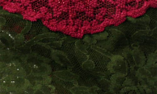 Hanky Panky Colorplay Original Lace Thong In Woodland/dark Pomegranate Red