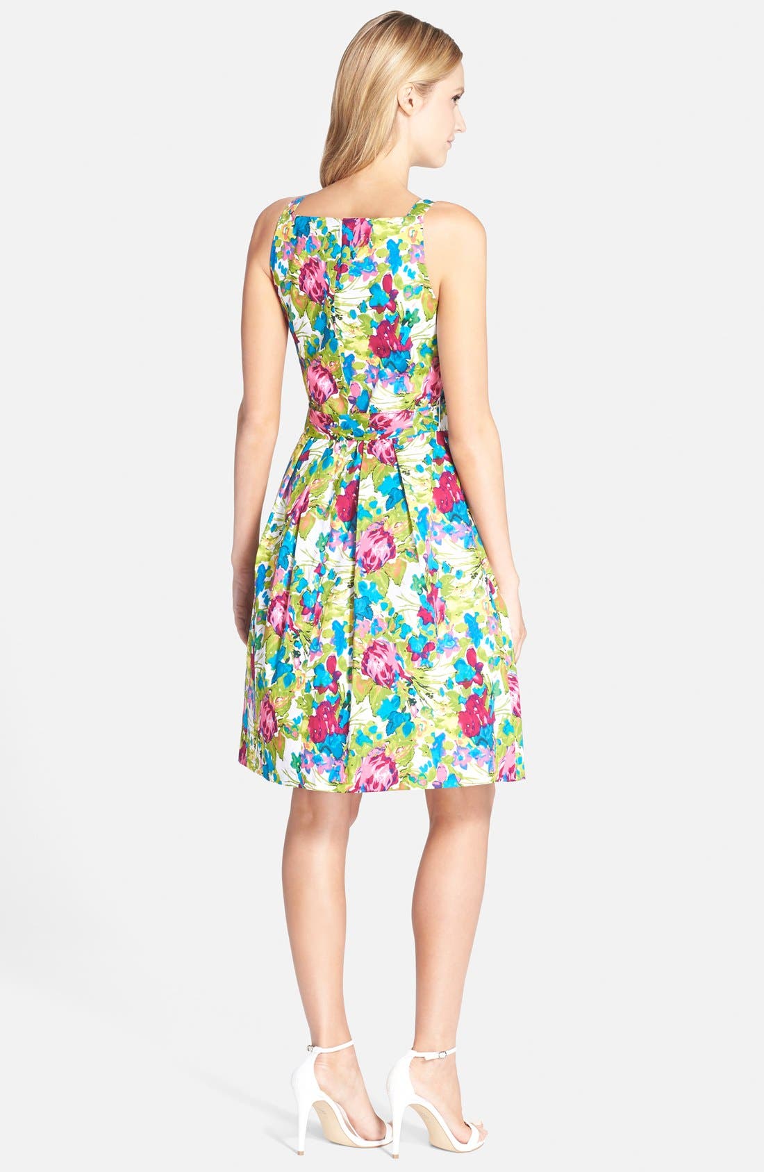 Chetta B Floral Print Cotton Fit & Flare Dress | Nordstrom