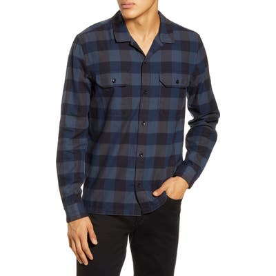 Bldwn Guetes Sim Fit Plaid Button-Up Flannel Overshirt, Blue