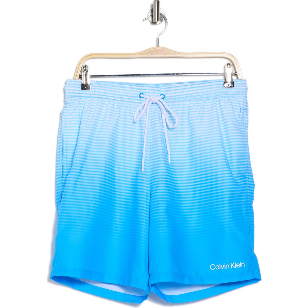 Calvin Klein Gradient Stripe Swim Trunks In Light Blue