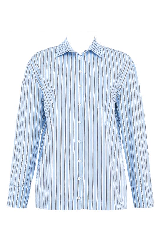 Shop Mistress Rocks Stripe Boxy Button-up Shirt In Blue