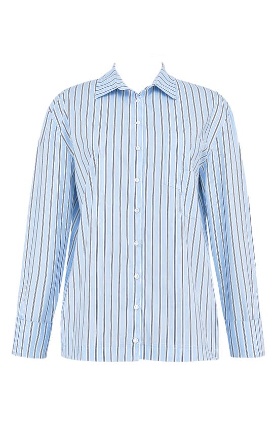Mistress Rocks Stripe Boxy Button-up Shirt In Blue