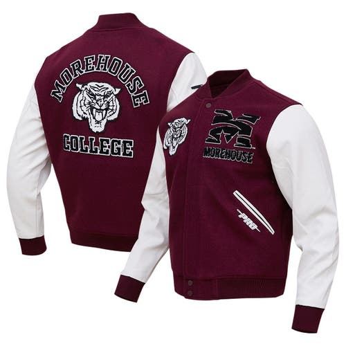 Men's Pro Standard Maroon Morehouse Maroon Tigers Classic Wool Full-Zip Varsity Jacket