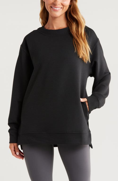 Zella Kick Back Ottoman Knit Sweatshirt in Black 