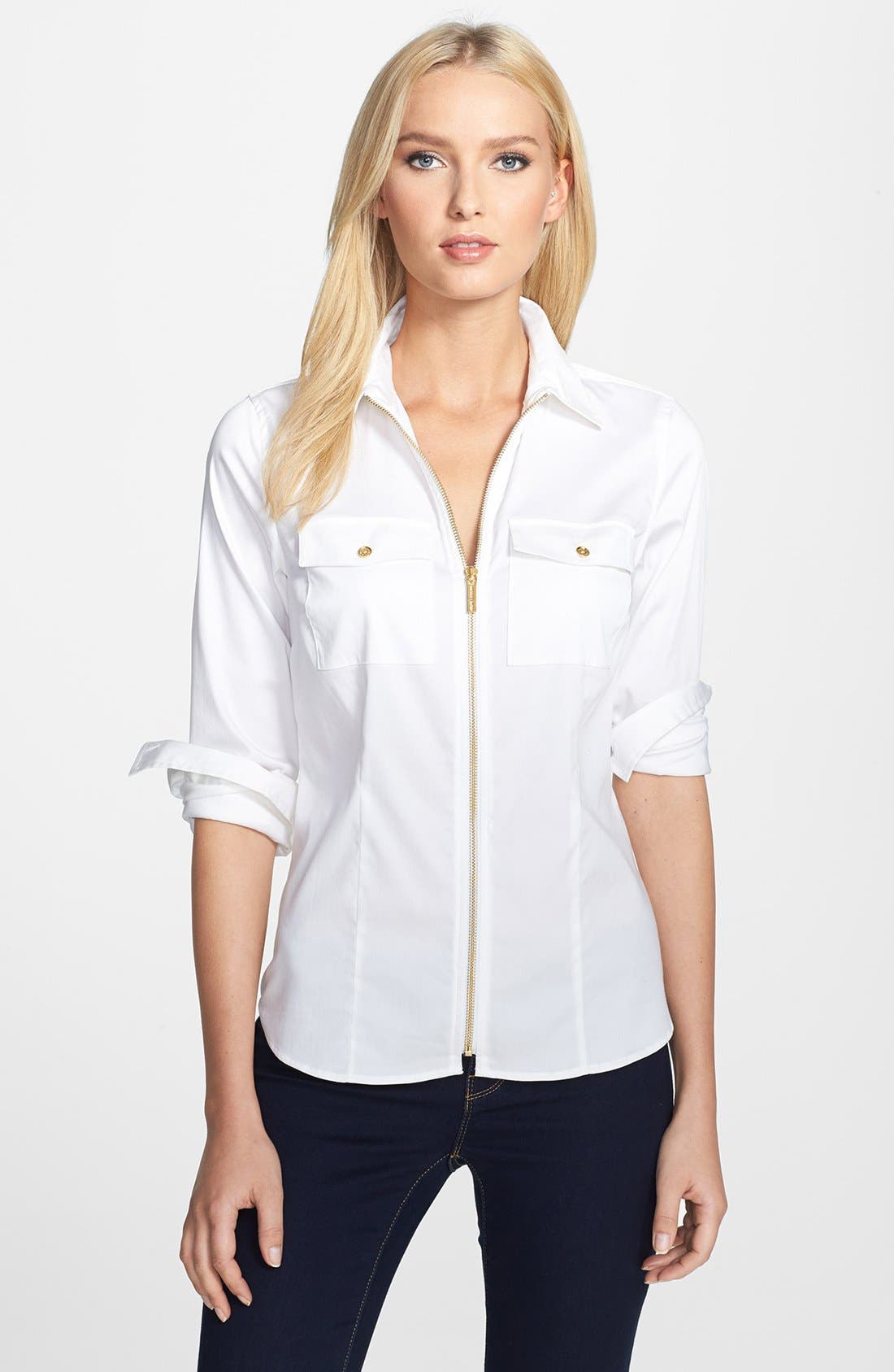 michael kors zip front shirt