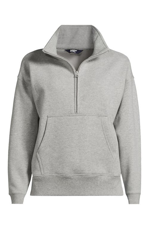 Shop Lands' End Serious Sweats Relaxed Long Sleeve Half Zip Sweatshirt In Gray Heather