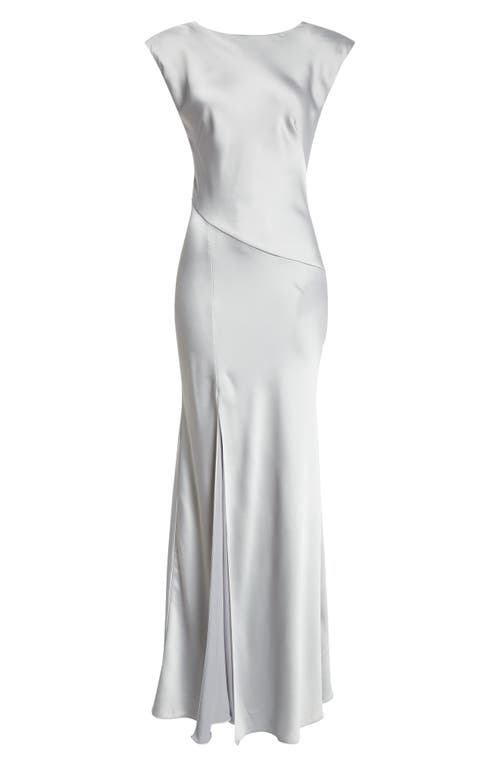 Shop Ramy Brook Joanna Cowl Back Satin Gown In Dove Grey