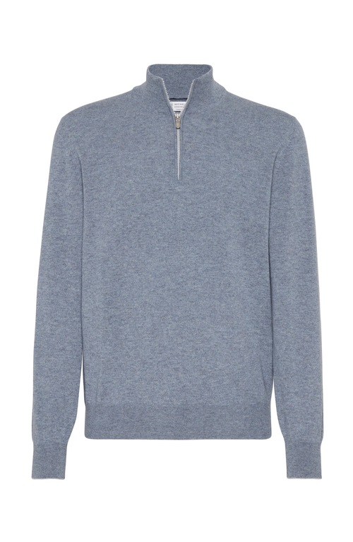 Shop Brunello Cucinelli Cashmere Sweater In Light Blue Denim