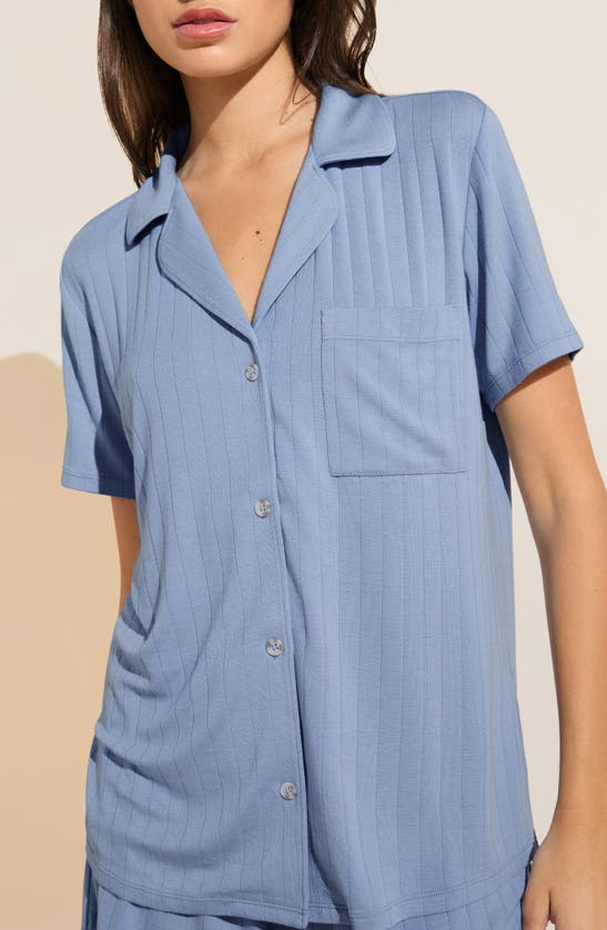 Eberjey Relaxed Rib Short Pajamas In Wedgewood