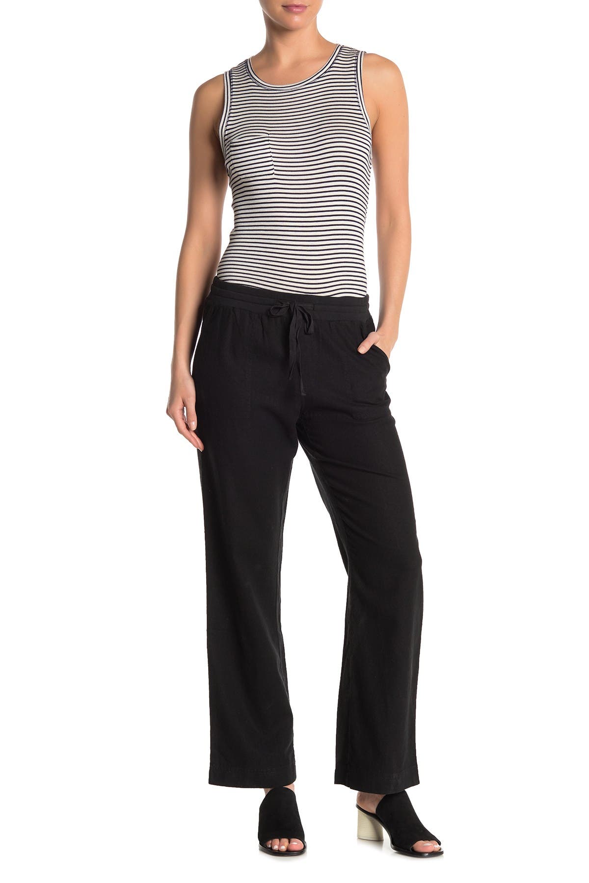 Caslon® Linen Blend Straight Leg Pants 