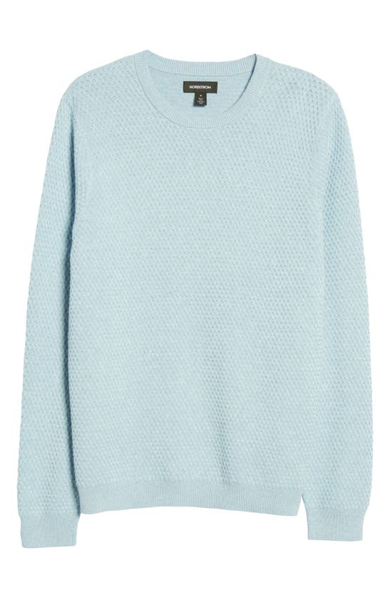 Nordstrom Popcorn Stitch Cotton Blend Crewneck Sweater In Blue Skyway