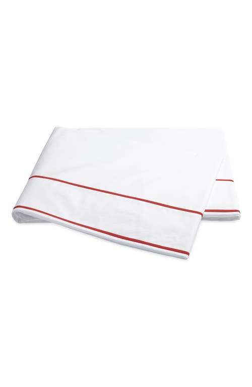 Shop Matouk Ansonia 500 Thread Count Flat Sheet In White/chinese Red