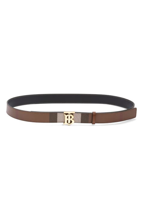 Burberry Leather Double B Buckle Belt in Black