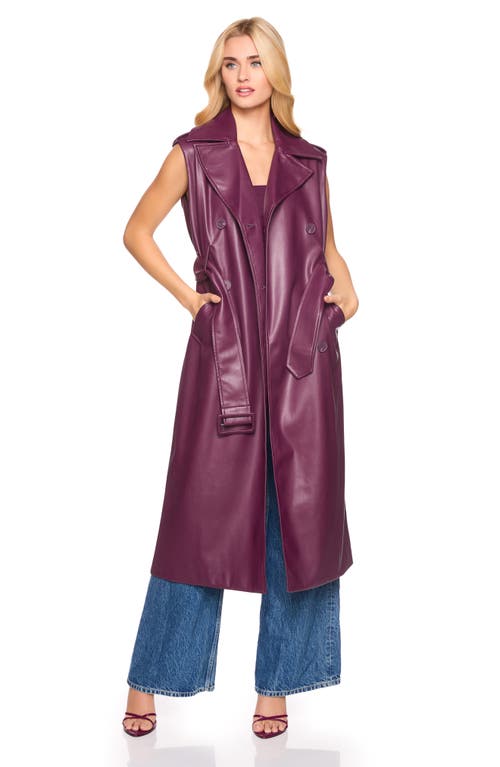 Shop Susana Monaco Faux Leather Sleeveless Trench Coat In Malbec