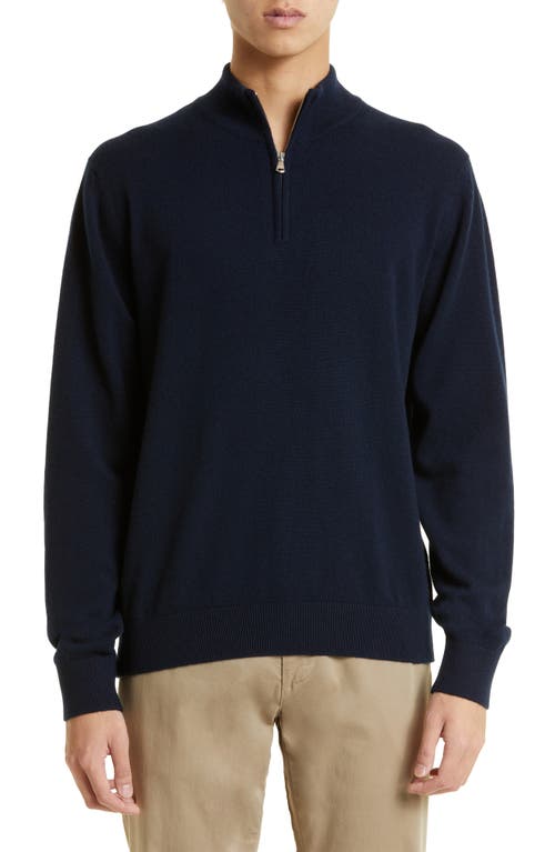 Sunspel Half Zip Cashmere Sweater Navy at Nordstrom,