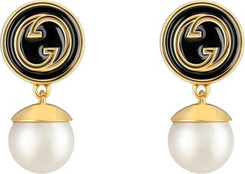Versace Plate Goldtone & Enamel Earrings