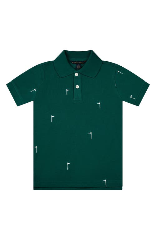 Brooks Brothers Kids' Embroidered Golf Flag Piqué Polo In Green Dark