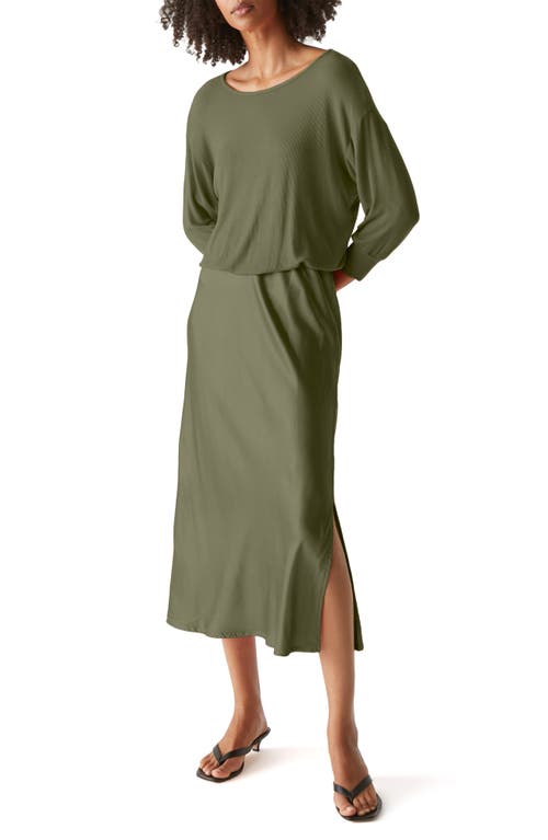 Nadia Two-In-One Midi Dress in Olive