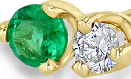 Shop Zoë Chicco Mixed Emerald & Diamond Stud Earrings In Yellow Gold