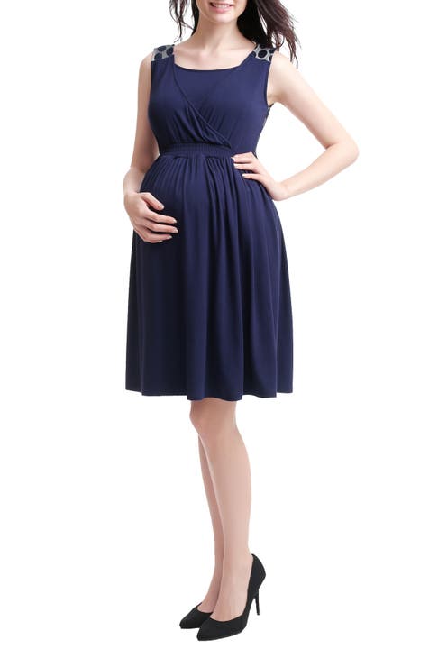 Women Maternity Tiered Flared Sleeves Fit and Flare Dress