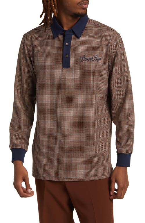 BOGEY BOYS Script Long Sleeve Polo Houndstooth Check at Nordstrom,