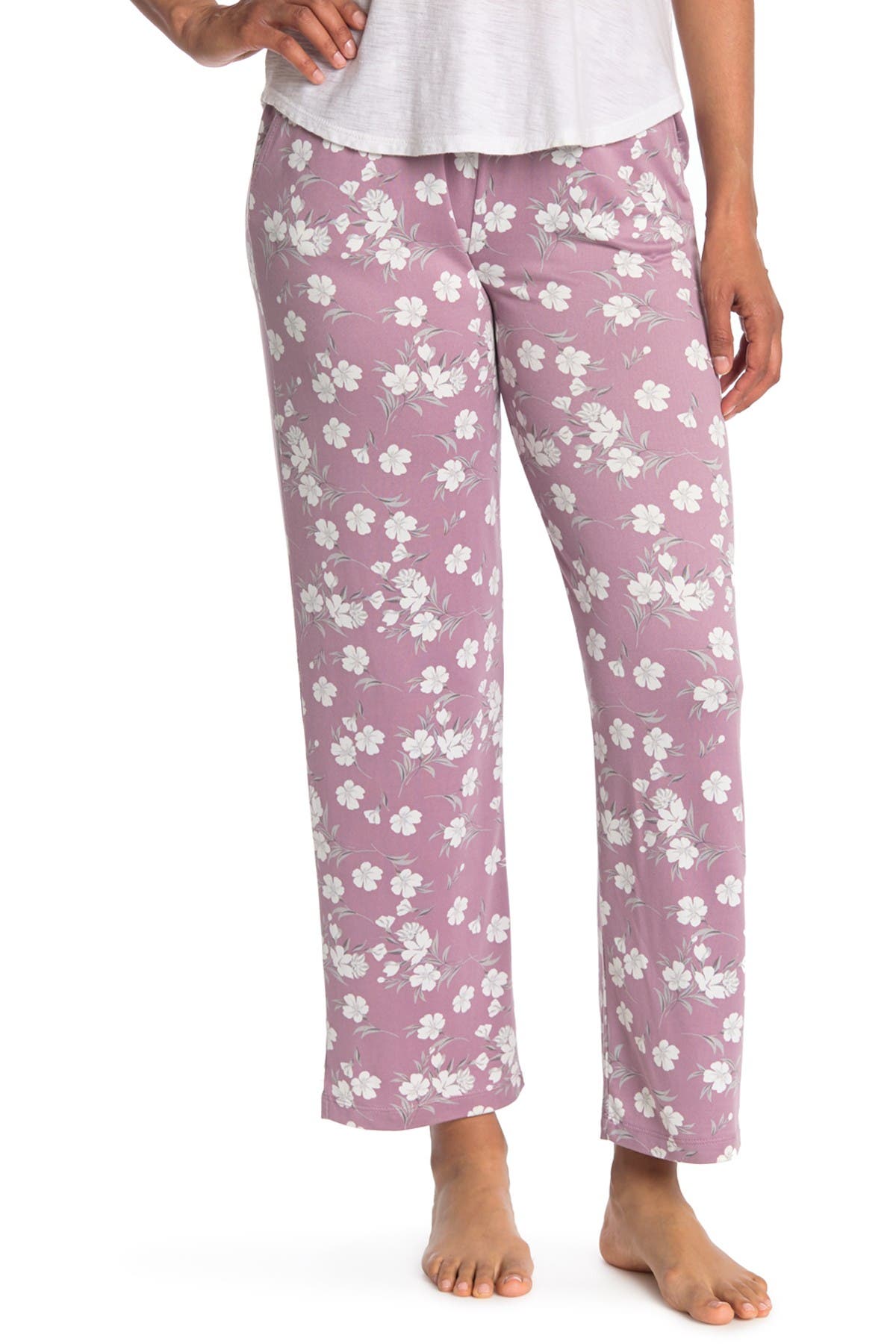 Flora By Flora Nikrooz Print Knit Pajama Pants In Dark Pink1