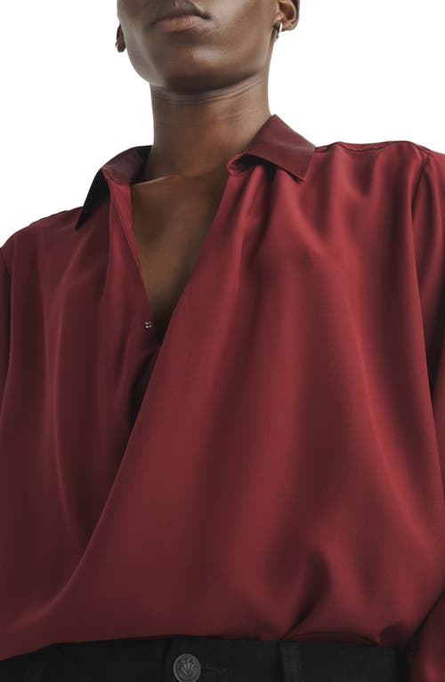 Rag & Bone Phillipa Draped Long-sleeve Blouse In Wine