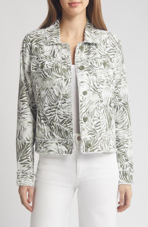 Tommy Bahama Monstera Mirage Linen Trucker Jacket in Tea Leaf at Nordstrom, Size Small